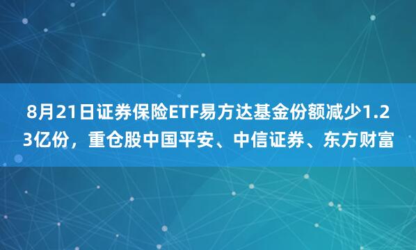 8月21日证券保险ETF易方达基金份额减少1.23亿份，重仓股中国平安、中信证券、东方财富