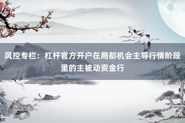 风控专栏：杠杆官方开户在局部机会主导行情阶段里的主被动资金行