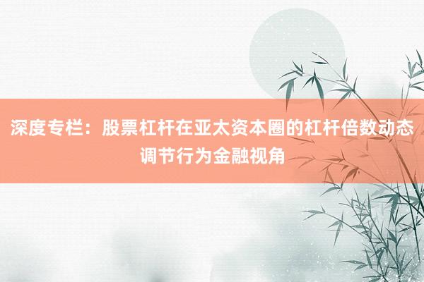 深度专栏：股票杠杆在亚太资本圈的杠杆倍数动态调节行为金融视角