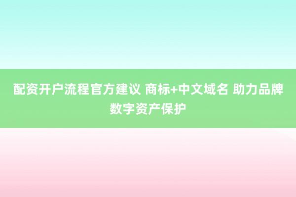 配资开户流程官方建议 商标+中文域名 助力品牌数字资产保护