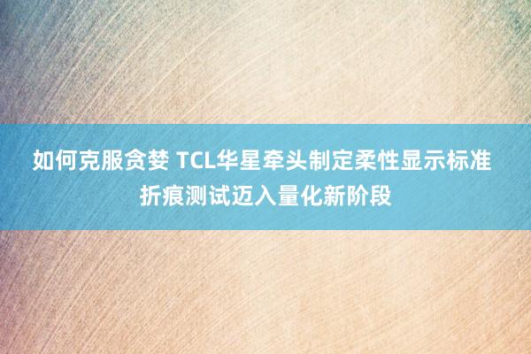 如何克服贪婪 TCL华星牵头制定柔性显示标准 折痕测试迈入量化新阶段