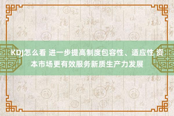 KDJ怎么看 进一步提高制度包容性、适应性 资本市场更有效服务新质生产力发展