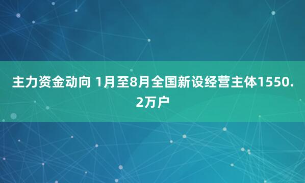 主力资金动向 1月至8月全国新设经营主体1550.2万户